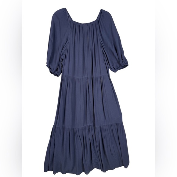 Banana republic navy peasant dress lined size large preowned - Picture 2 of 8